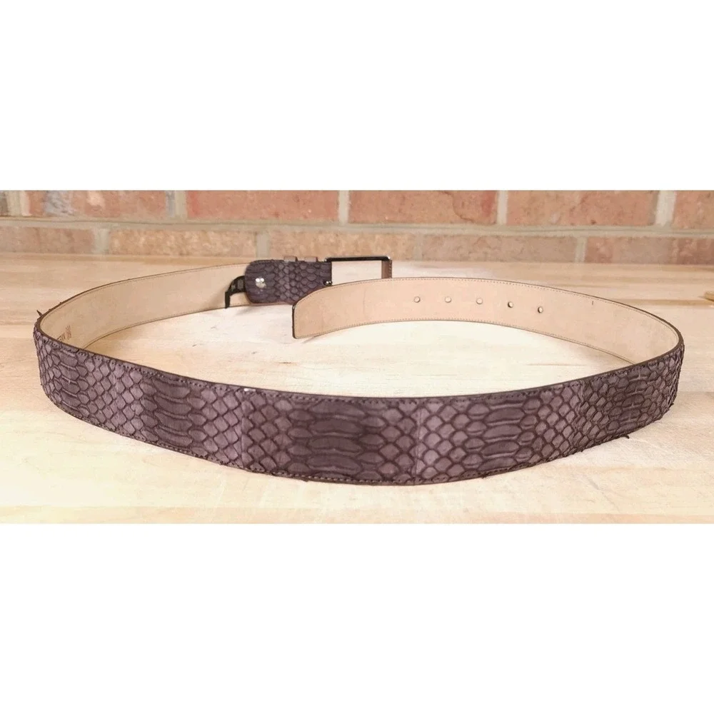 Mezlan Sueded Snake Skin Belt Purple‎ Gray Mens Size 40 Made in Spain 9975/35